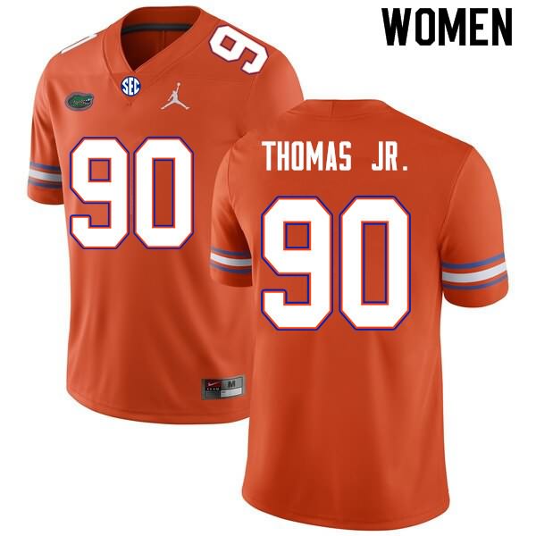 NCAA Florida Gators Chris Thomas Jr. Women's #90 Nike Orange Stitched Authentic College Football Jersey XRF7564GW